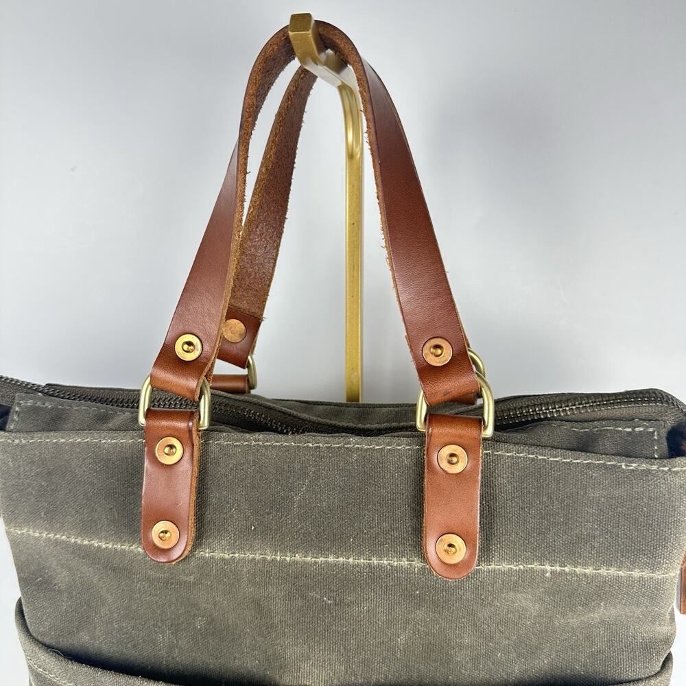 North End Canvas & Leather Bag The Leona Denim interior Pristine crossbody tote - Picture 6 of 16